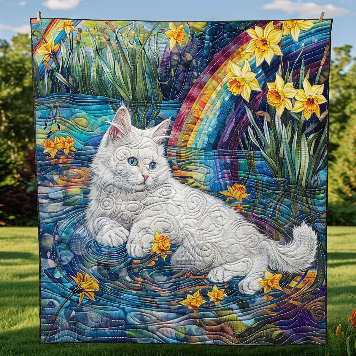 Cat Playing In The Water WJ2708004CL Quilt