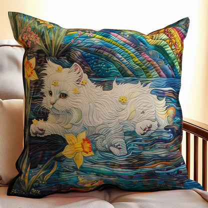 Cat Playing In The Water WJ2708036CL Quilt Pillow Case