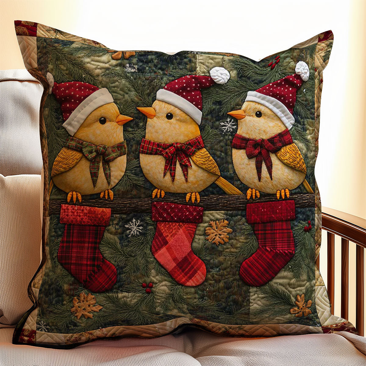 Christmas Bird WJ2408033CL Quilt Pillow Case