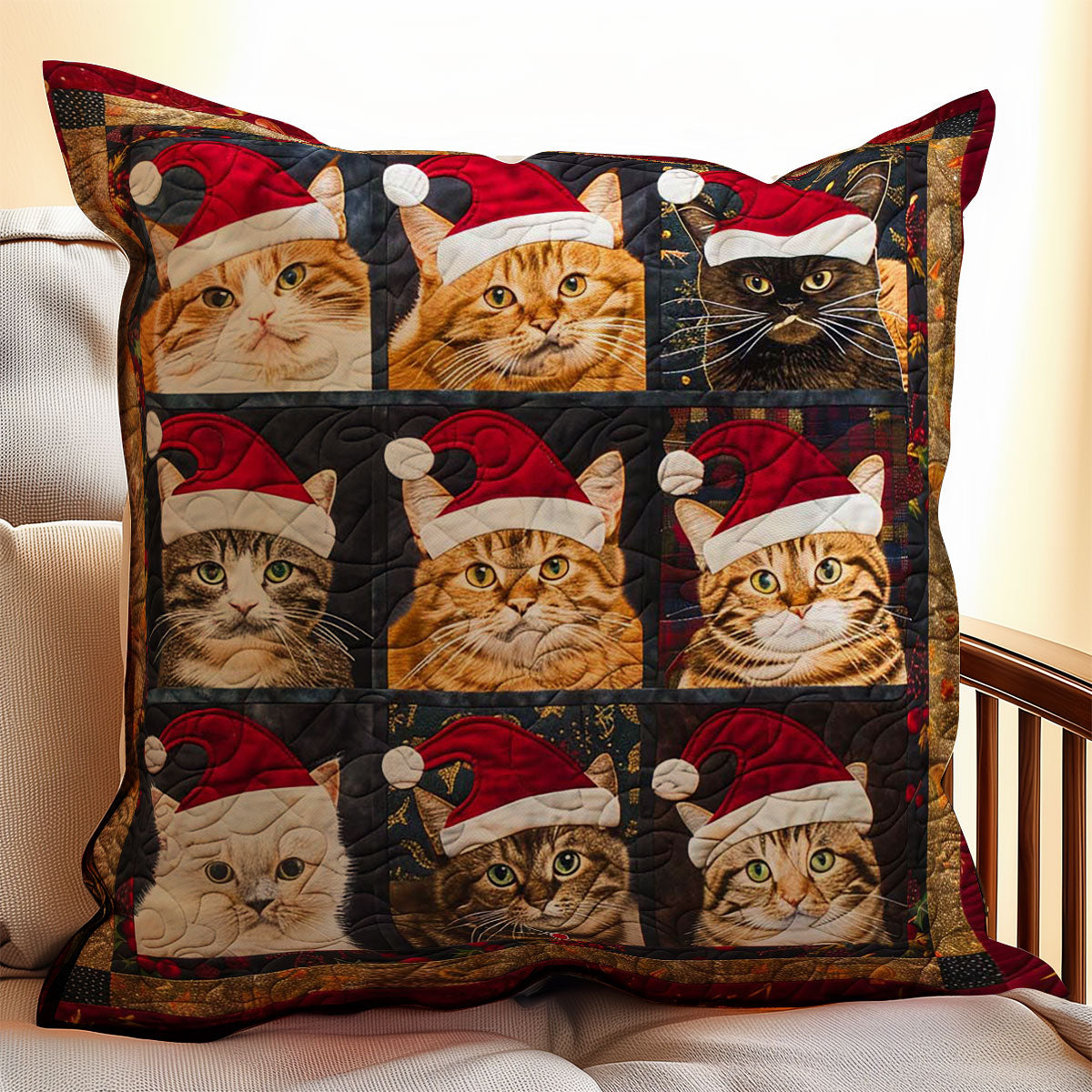 Christmas Cat WJ1608034CL Quilt Pillow Case