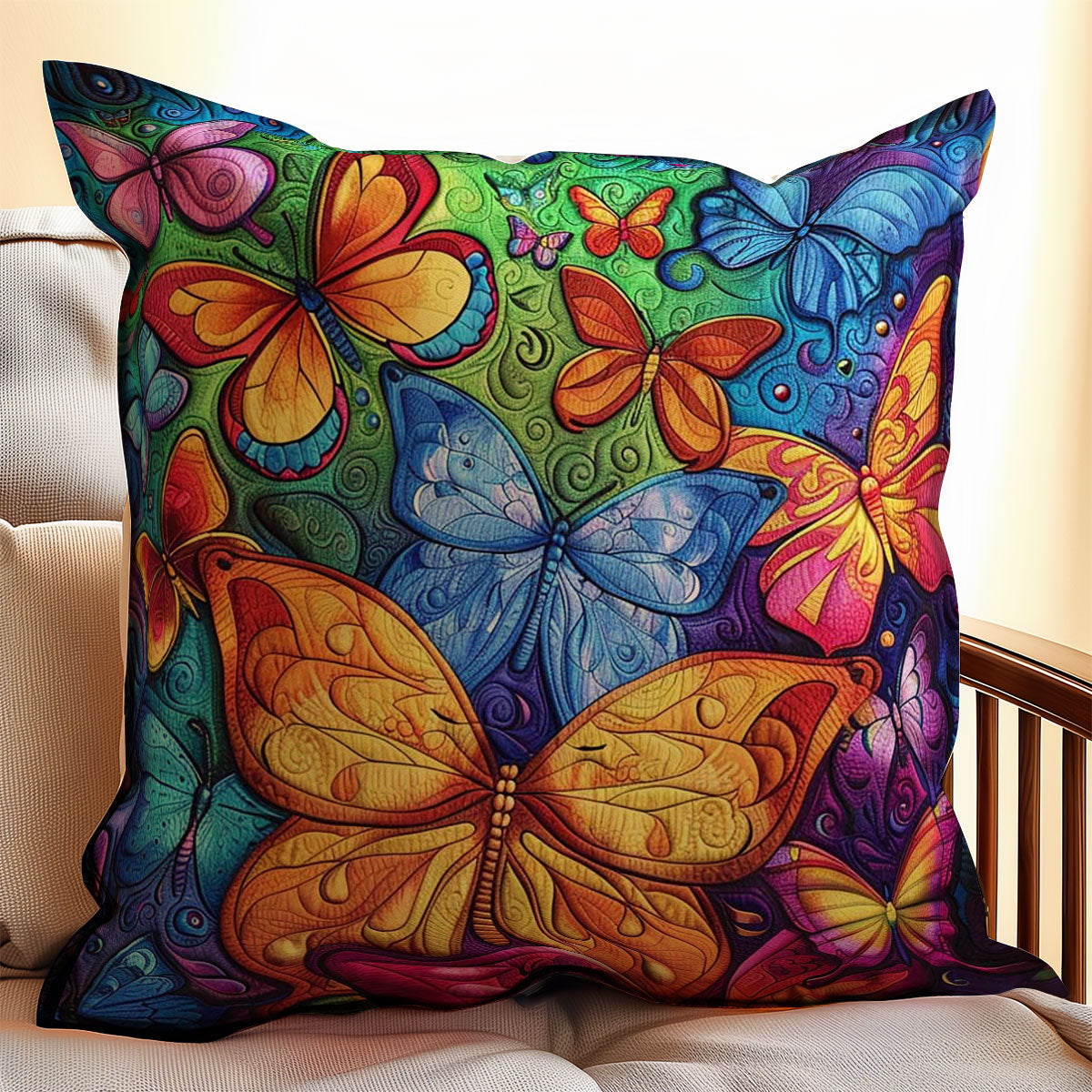 Colorful Butterflies WJ2408034CL Quilt Pillow Case