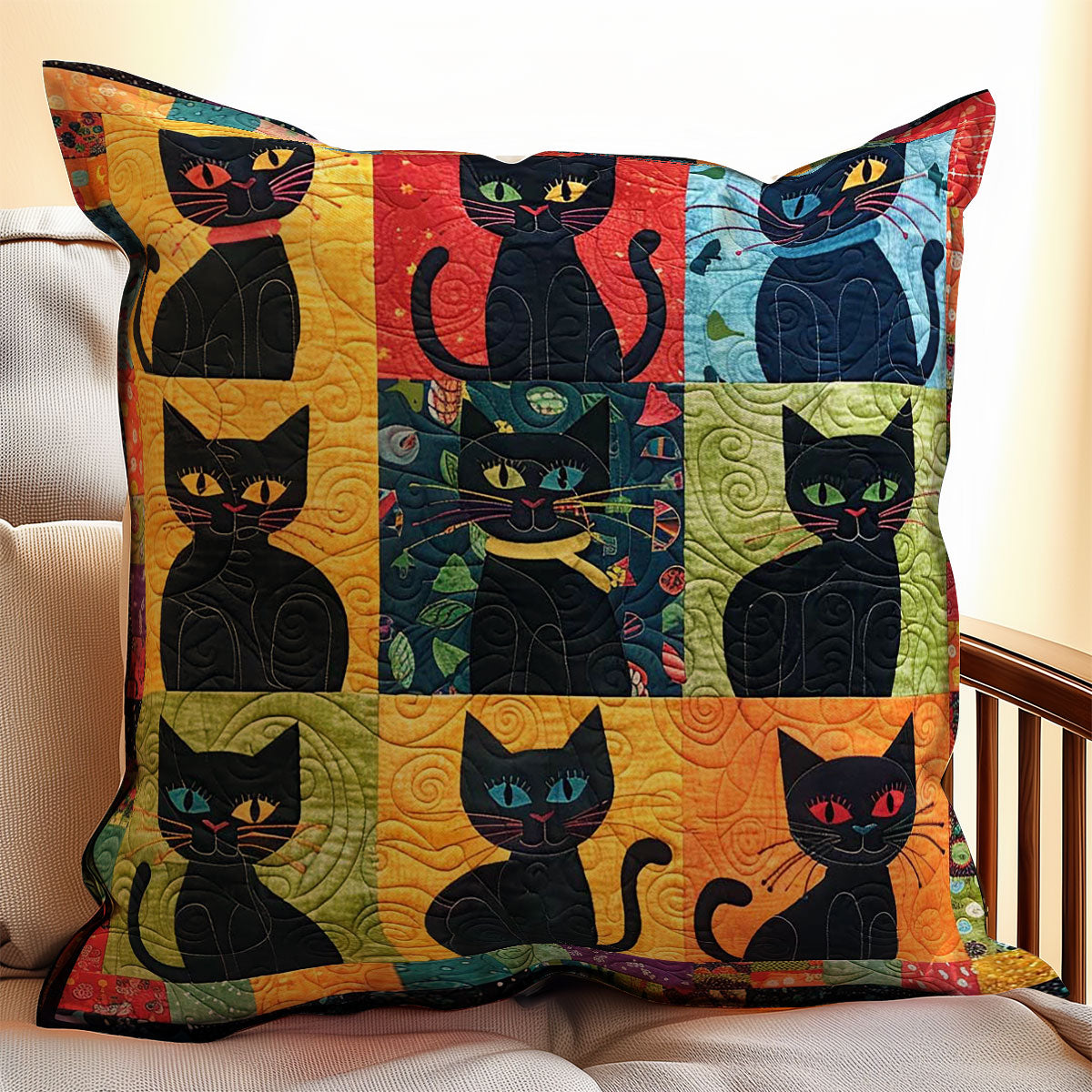 Colorful Cats WJ2108029CL Quilt Pillow Case