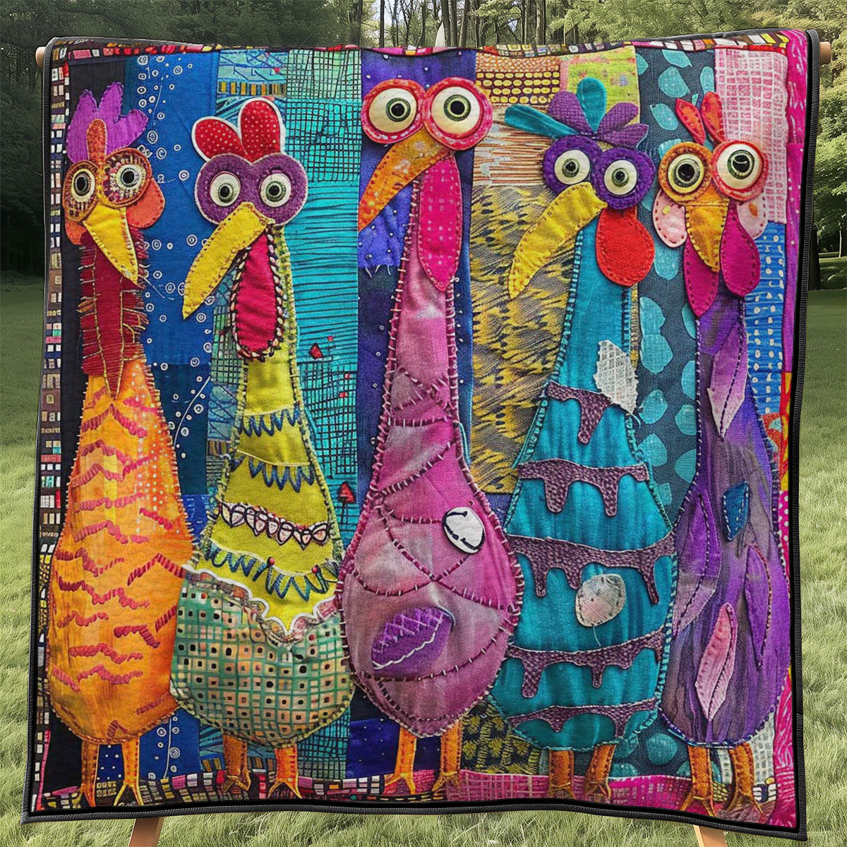 Colorful Chicken WJ1508009CL Quilt