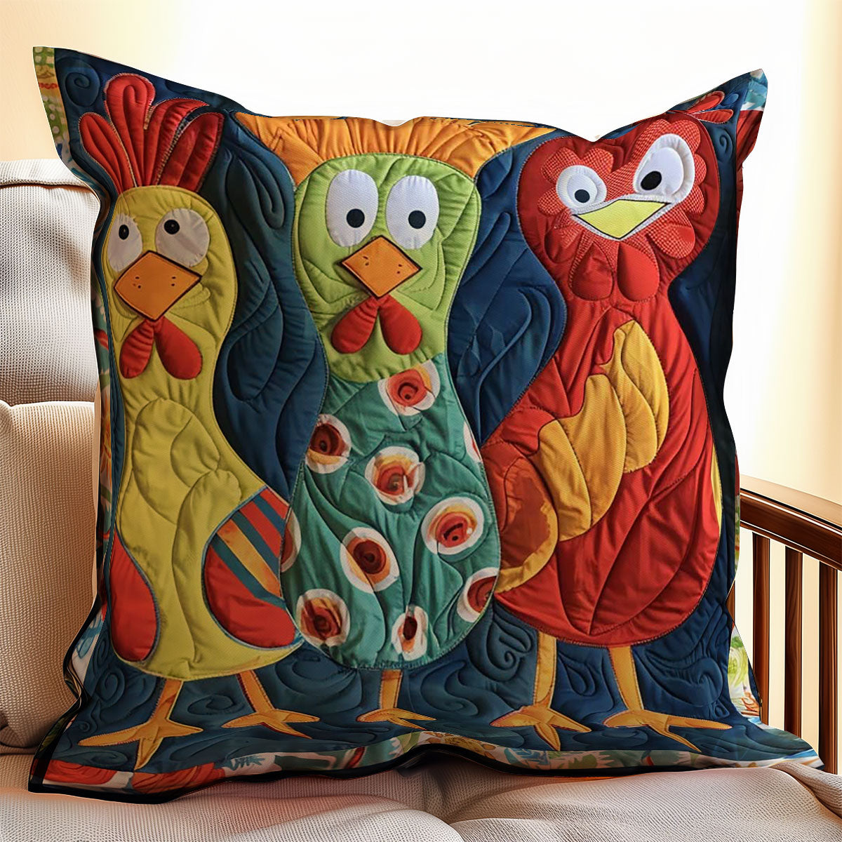 Colorful Chicken WJ1308030CL Quilt Pillow Case