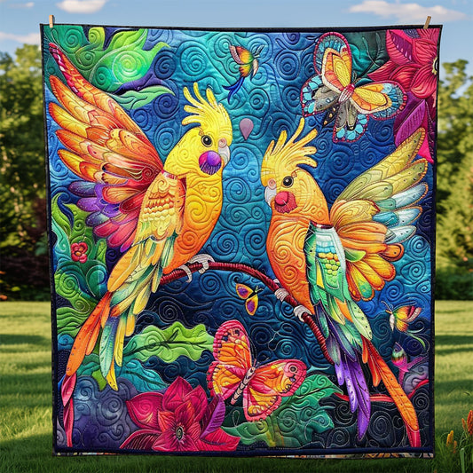 Colorful Cockatiel Couple WJ2608004CL Quilt