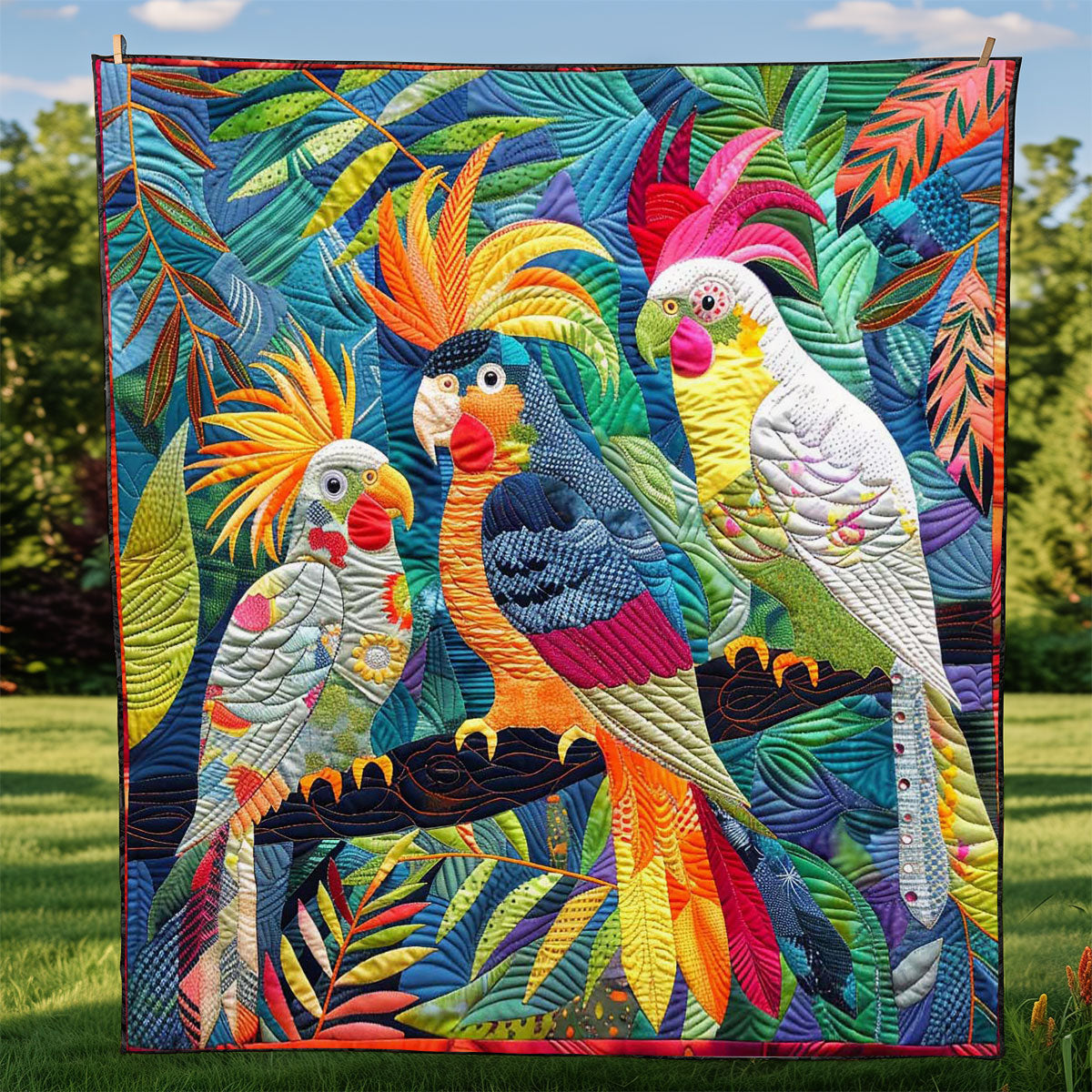 Colorful Cockatiels WJ2308012CL Quilt
