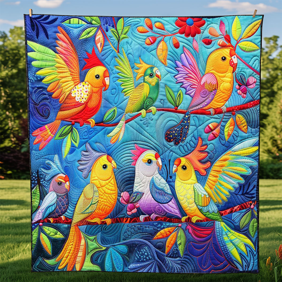 Colorful Cockatiels WJ2608006CL Quilt