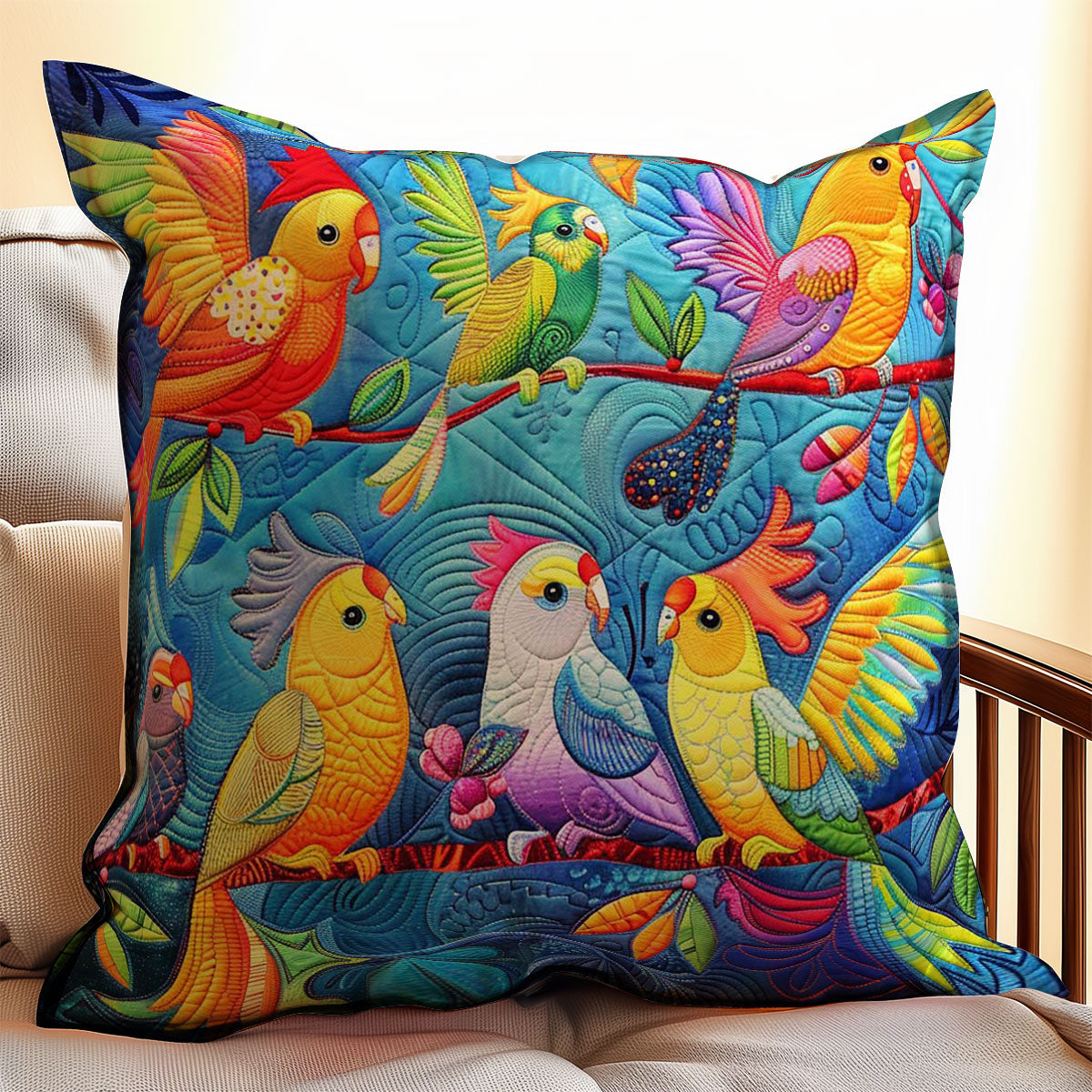 Colorful Cockatiels WJ2608032CL Quilt Pillow Case