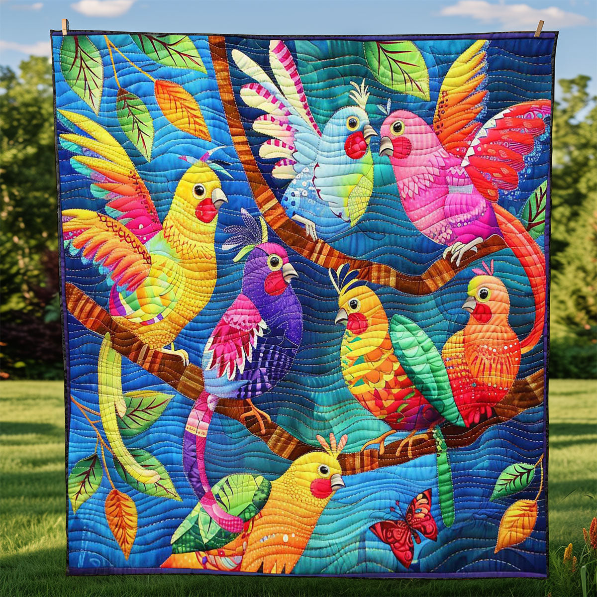 Colorful Cockatiels WJ3008010CL Quilt