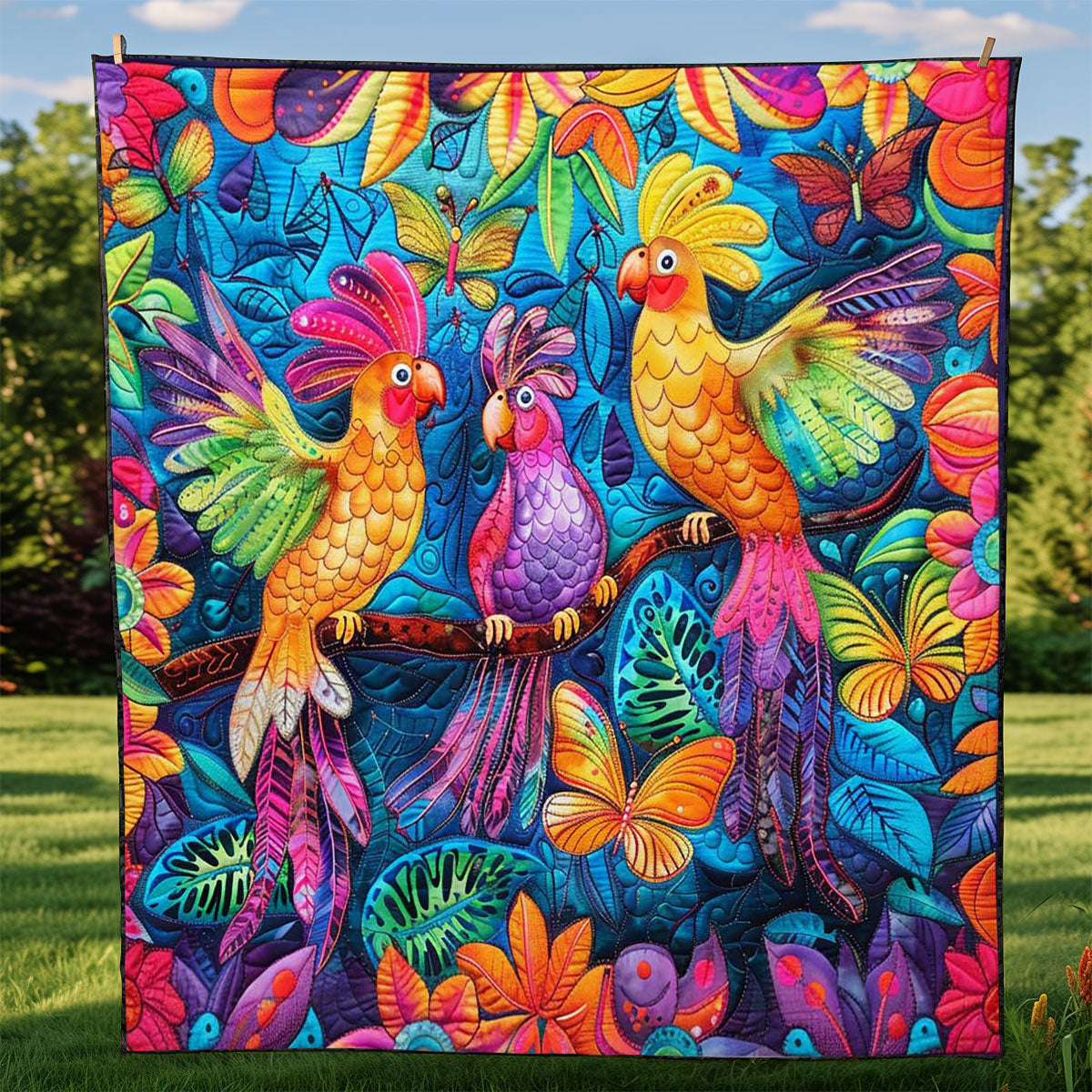 Colorful Cockatiels WJ3008012CL Quilt