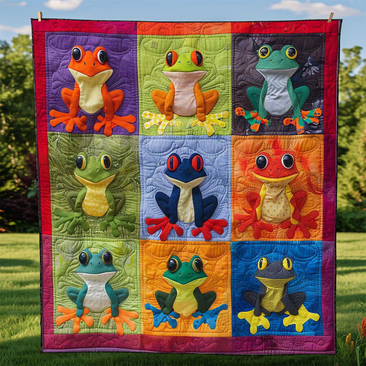 Colorful Frogs WJ2108011CL Quilt