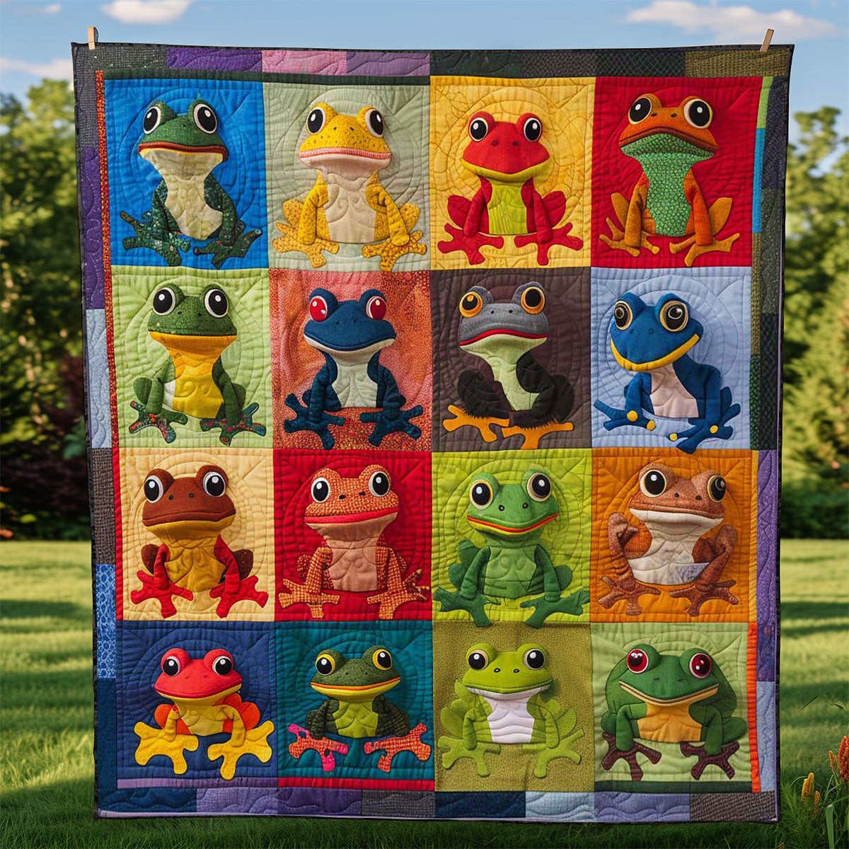 Colorful Frogs WJ2108012CL Quilt
