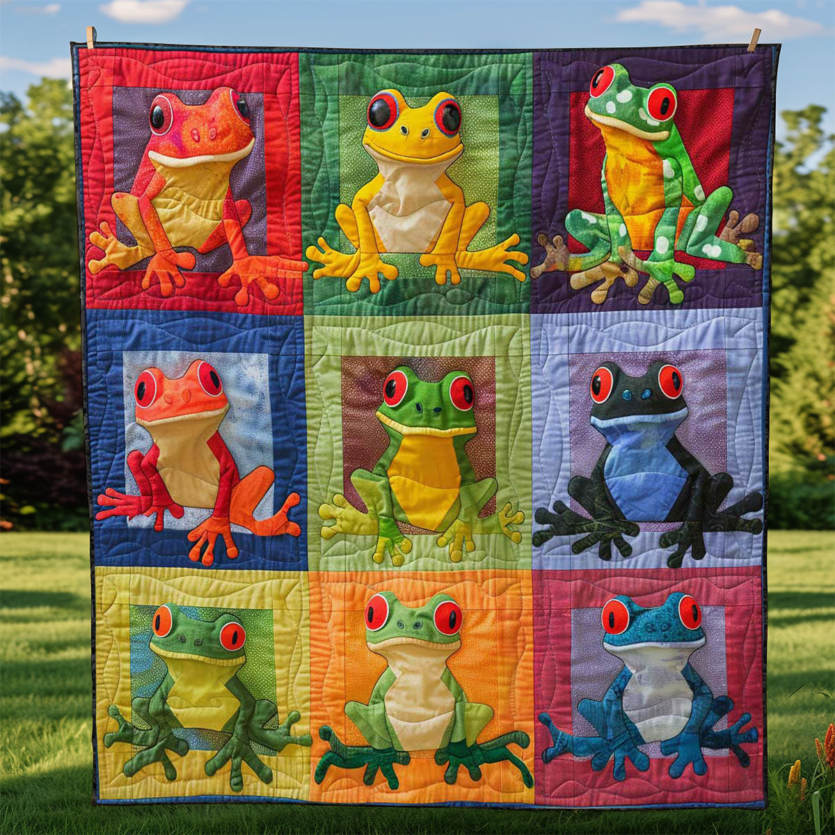 Colorful Frogs WJ2108013CL Quilt