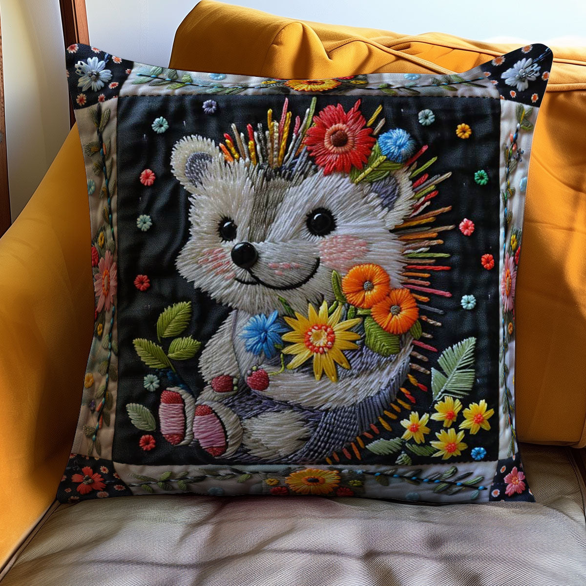 Cute Hedgehod With Flowers WJ1207025CL Quilt Pillow Case