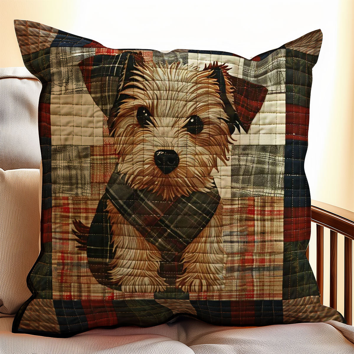 Cute Terrier Dog WJ0208045CL Quilt Pillow Case