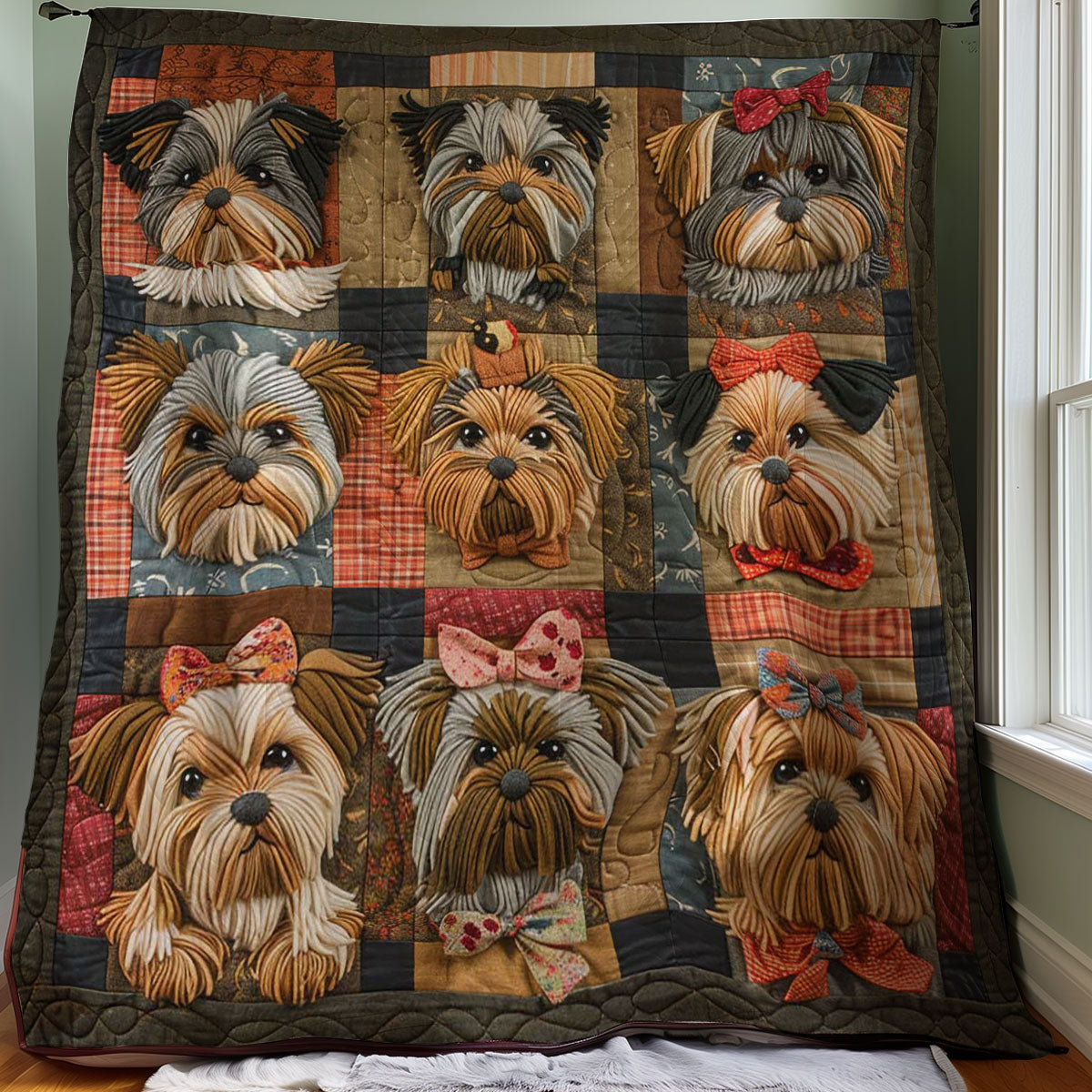 Cute Yorkshire Terrier Dogs WJ1107004CL Quilt