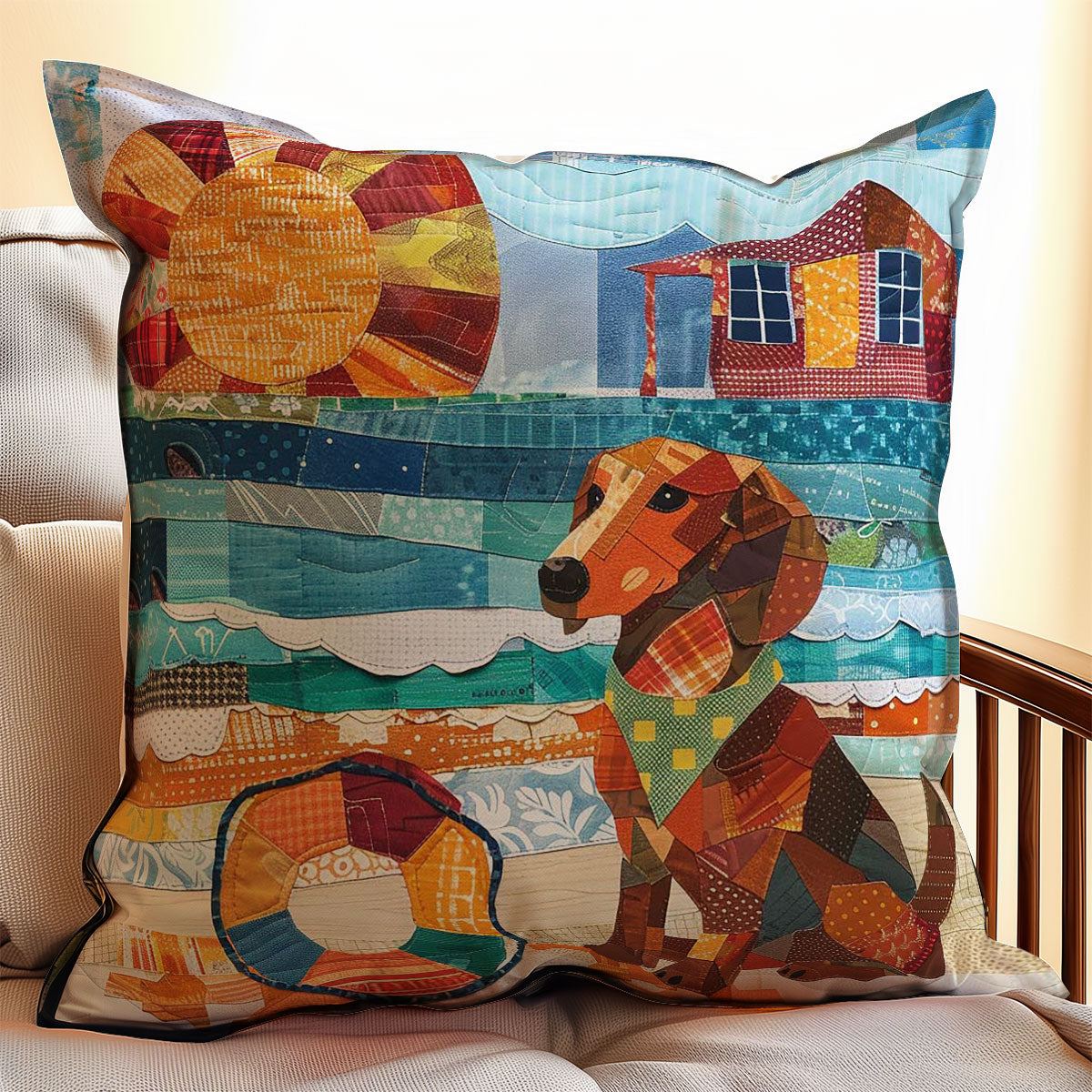 Dog By The Beach WJ3007046CL Quilt Pillow Case