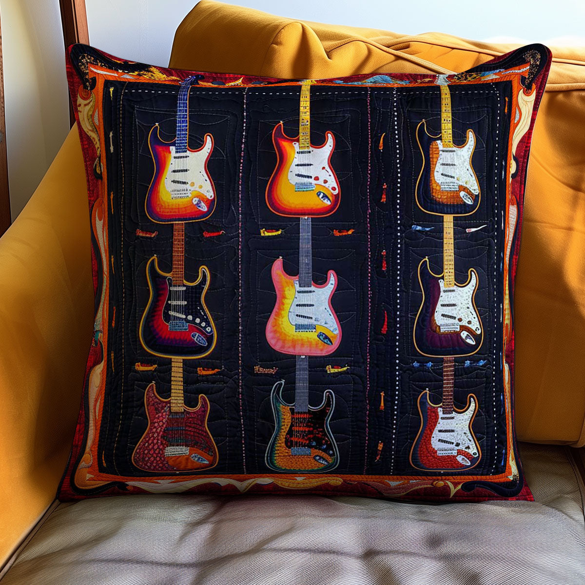 Fiery Guitar WJ1409041CL Quilt Pillow Case