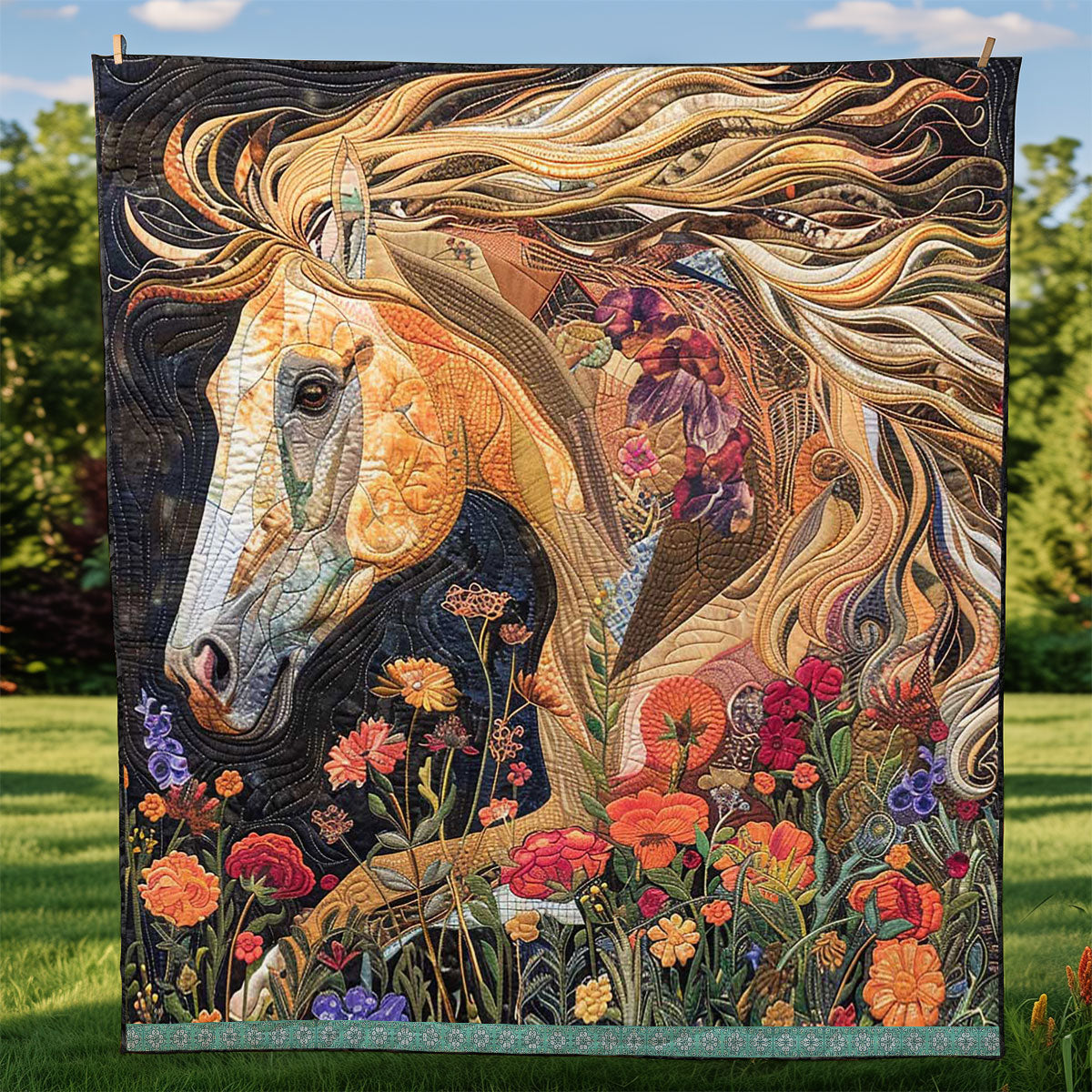 Flower Horse WJ1609009CL Quilt