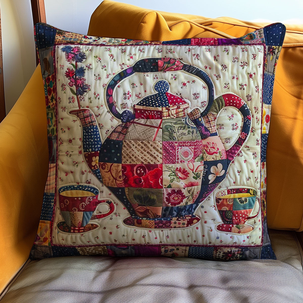 Flower Patchwork Teaset WJ0909033CL Quilt Pillow Case