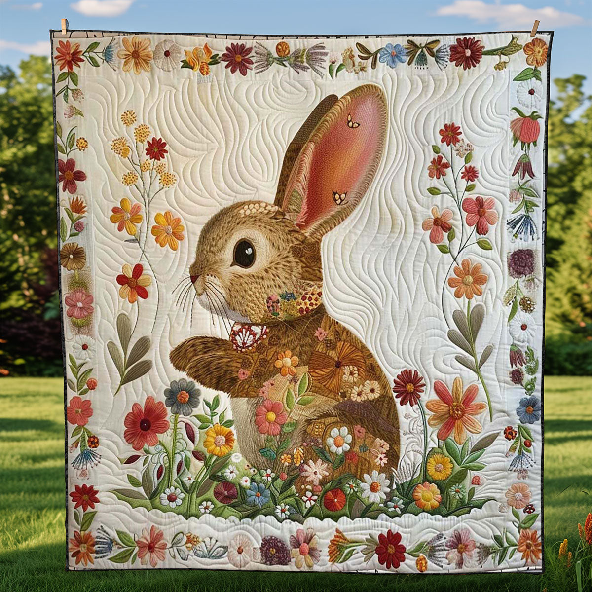 Flower Rabbit WJ3008016CL Quilt