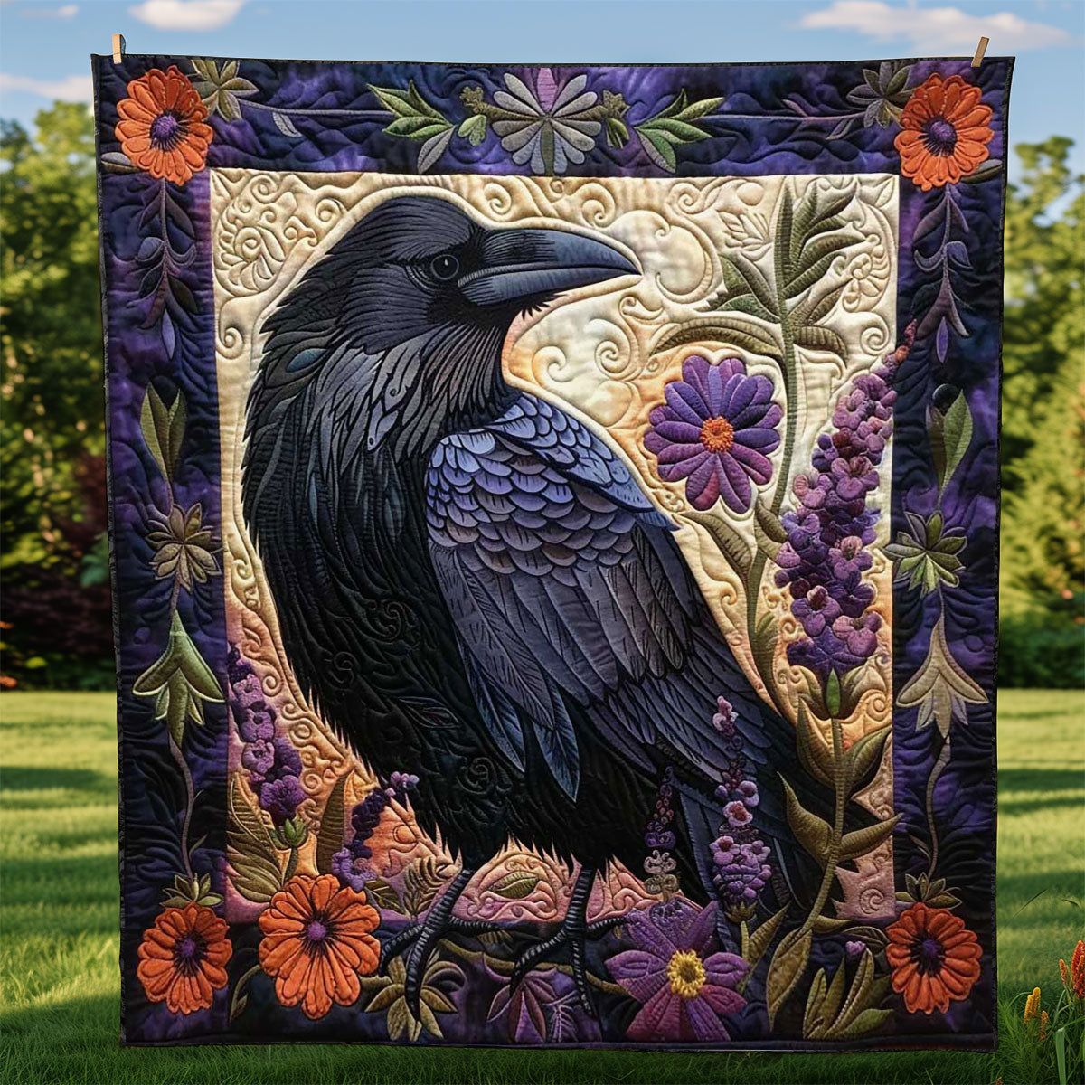 Flower Raven WJ0509012CL Quilt