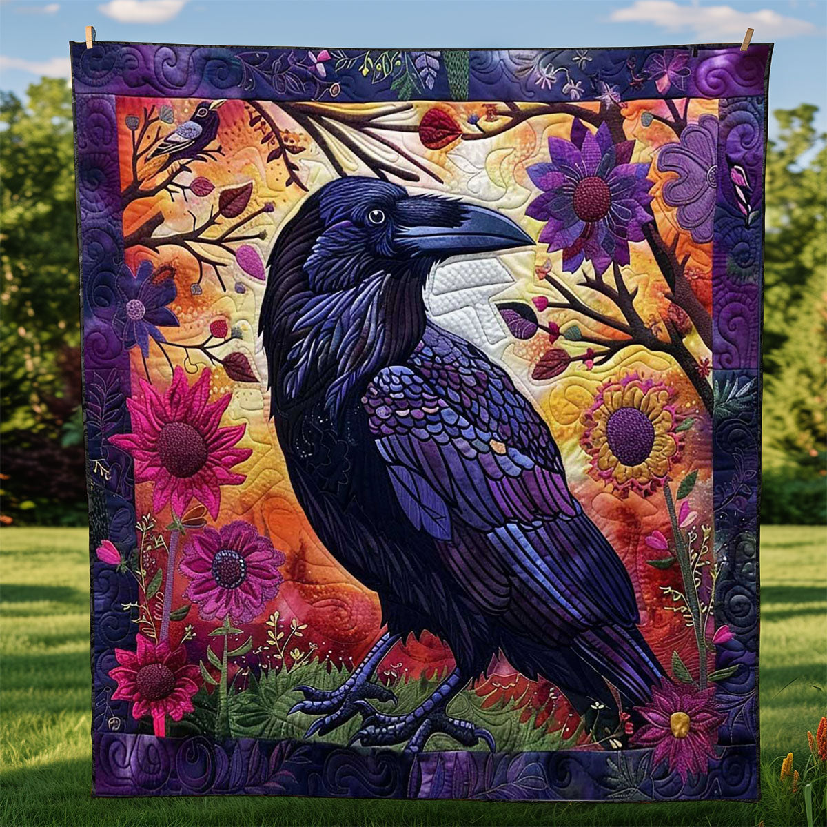 Flower Raven WJ0509013CL Quilt