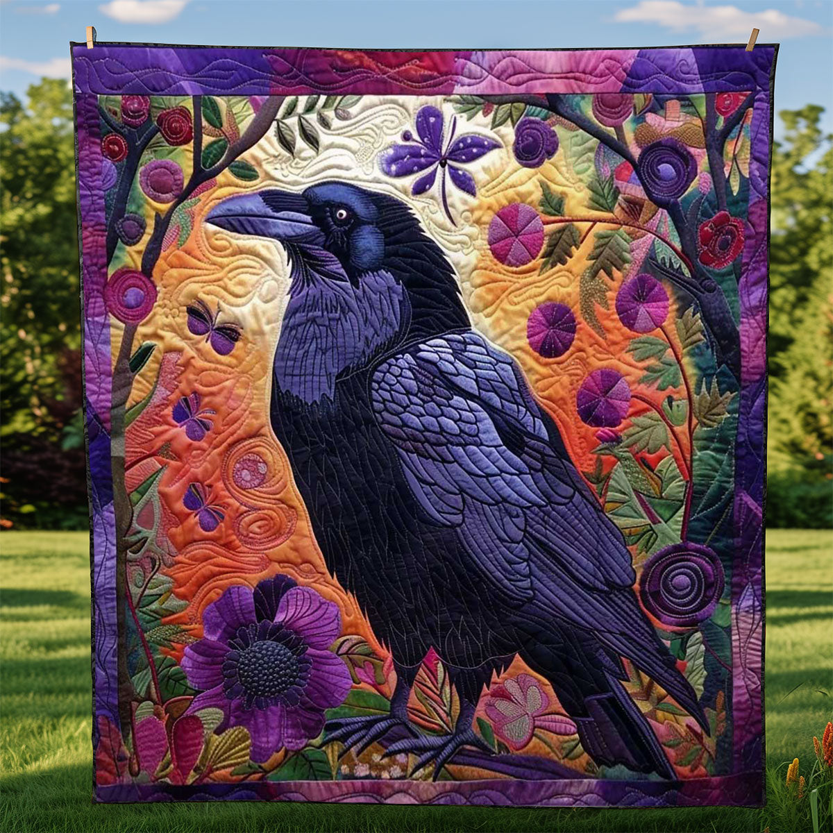 Flower Raven WJ0909016CL Quilt