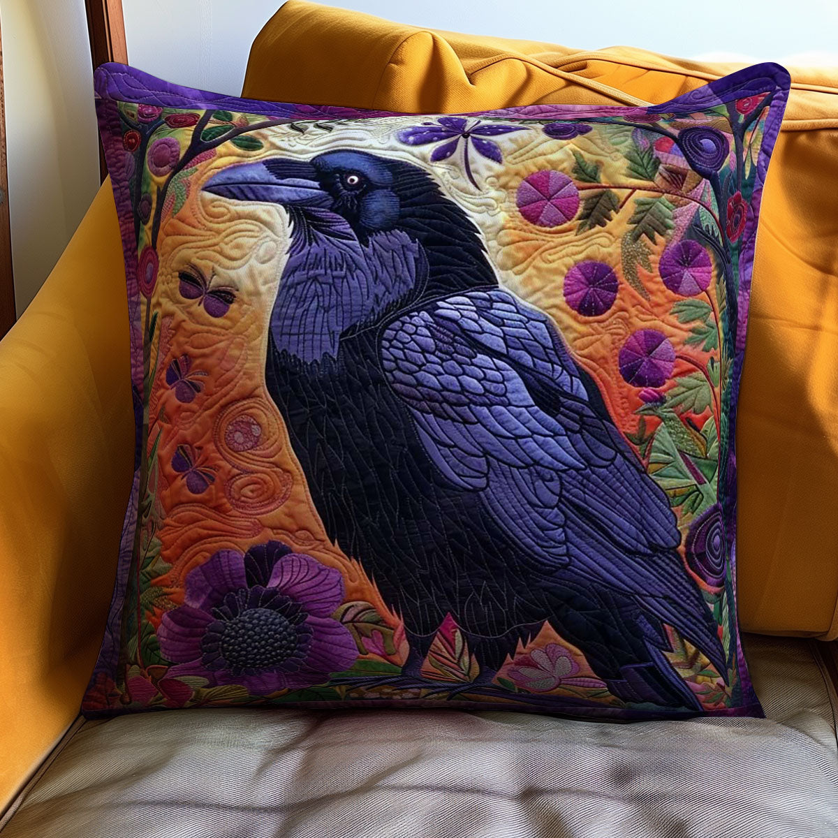 Flower Raven WJ0909034CL Quilt Pillow Case