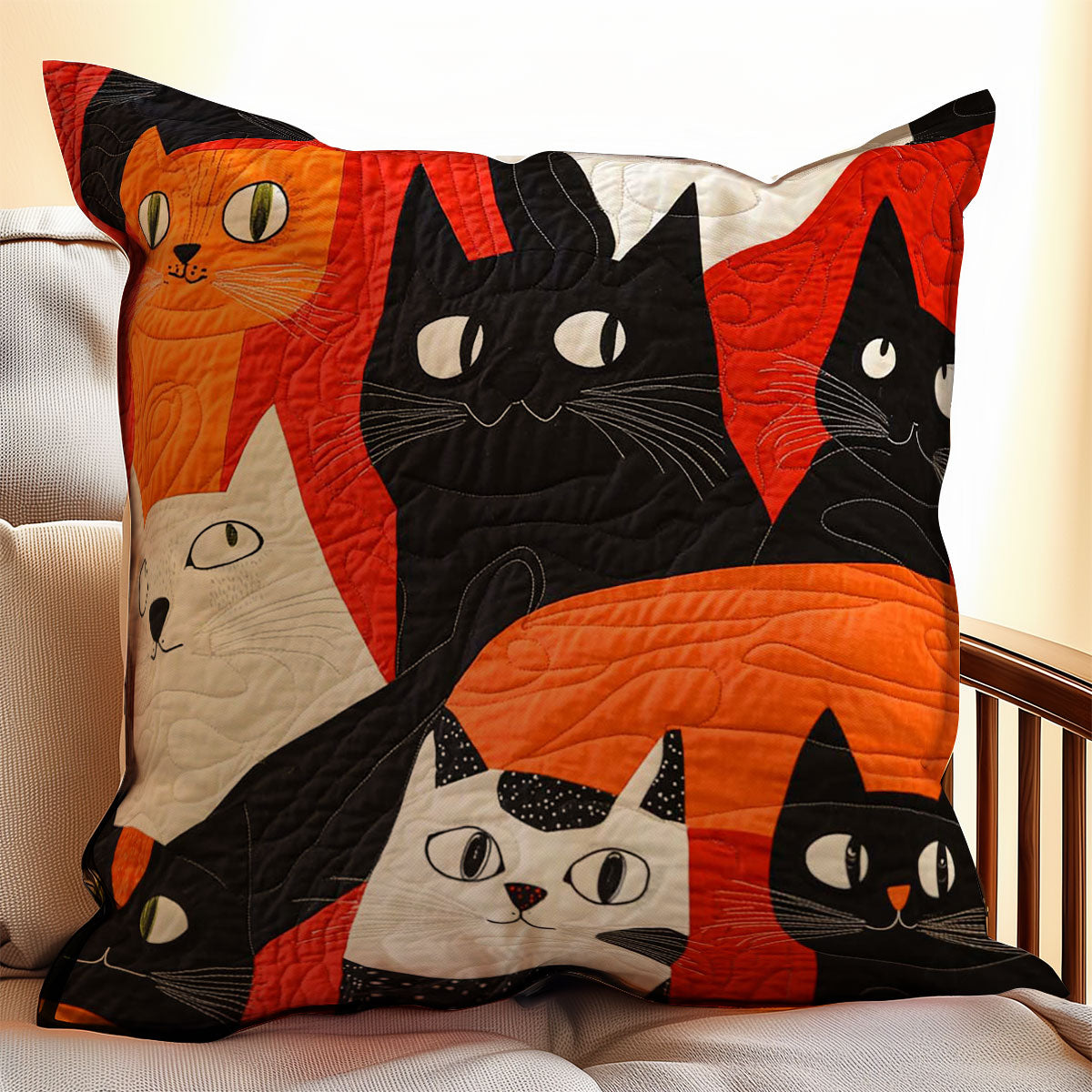 Funny Cat WJ0708043CL Quilt Pillow Case