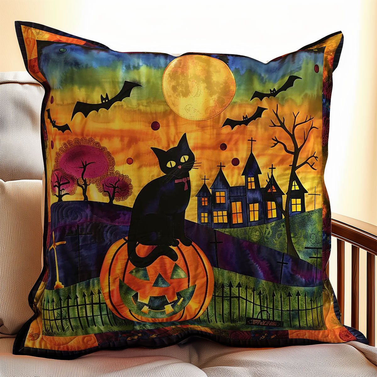 Halloween Cat WJ1908033CL Quilt Pillow Case