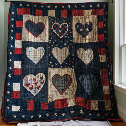 Patriotic Hearts WJ1307011CL Quilt