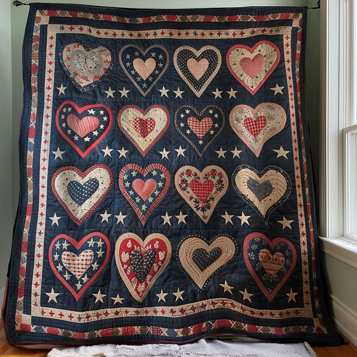 Patriotic Hearts WJ1507015CL Quilt