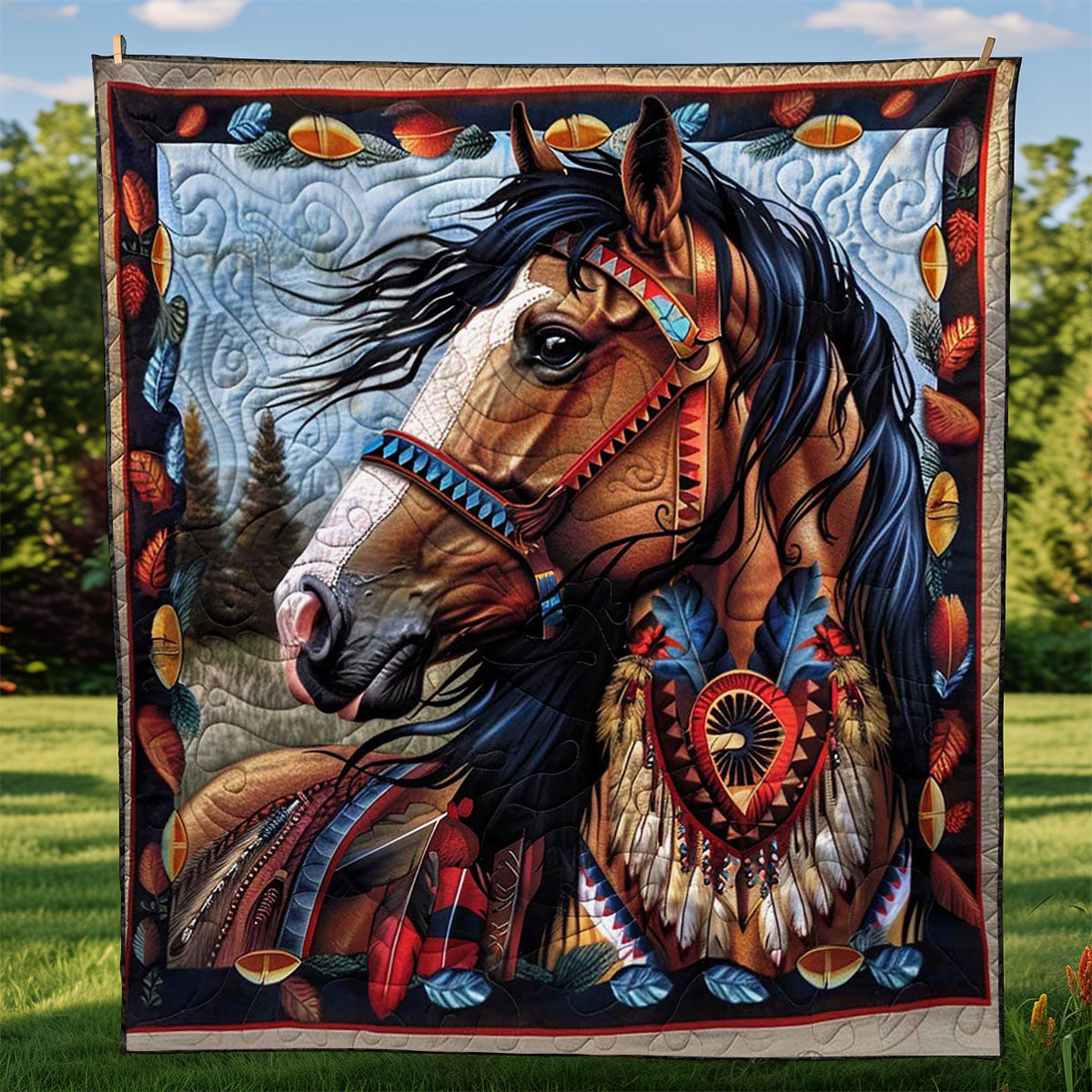 Horse Native American WJ1009017CL Quilt