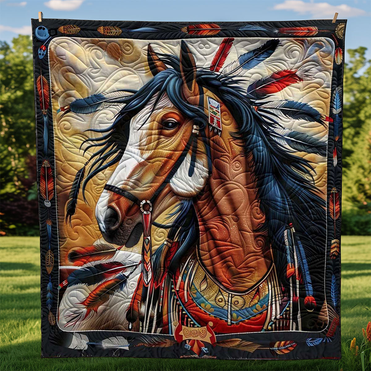 Horse Native American WJ1009018CL Quilt