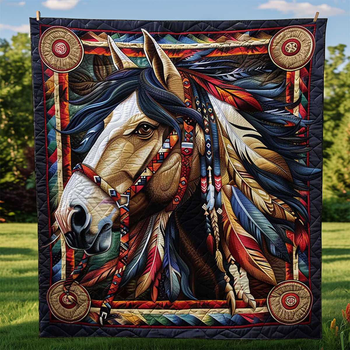 Horse Native American WJ1009019CL Quilt