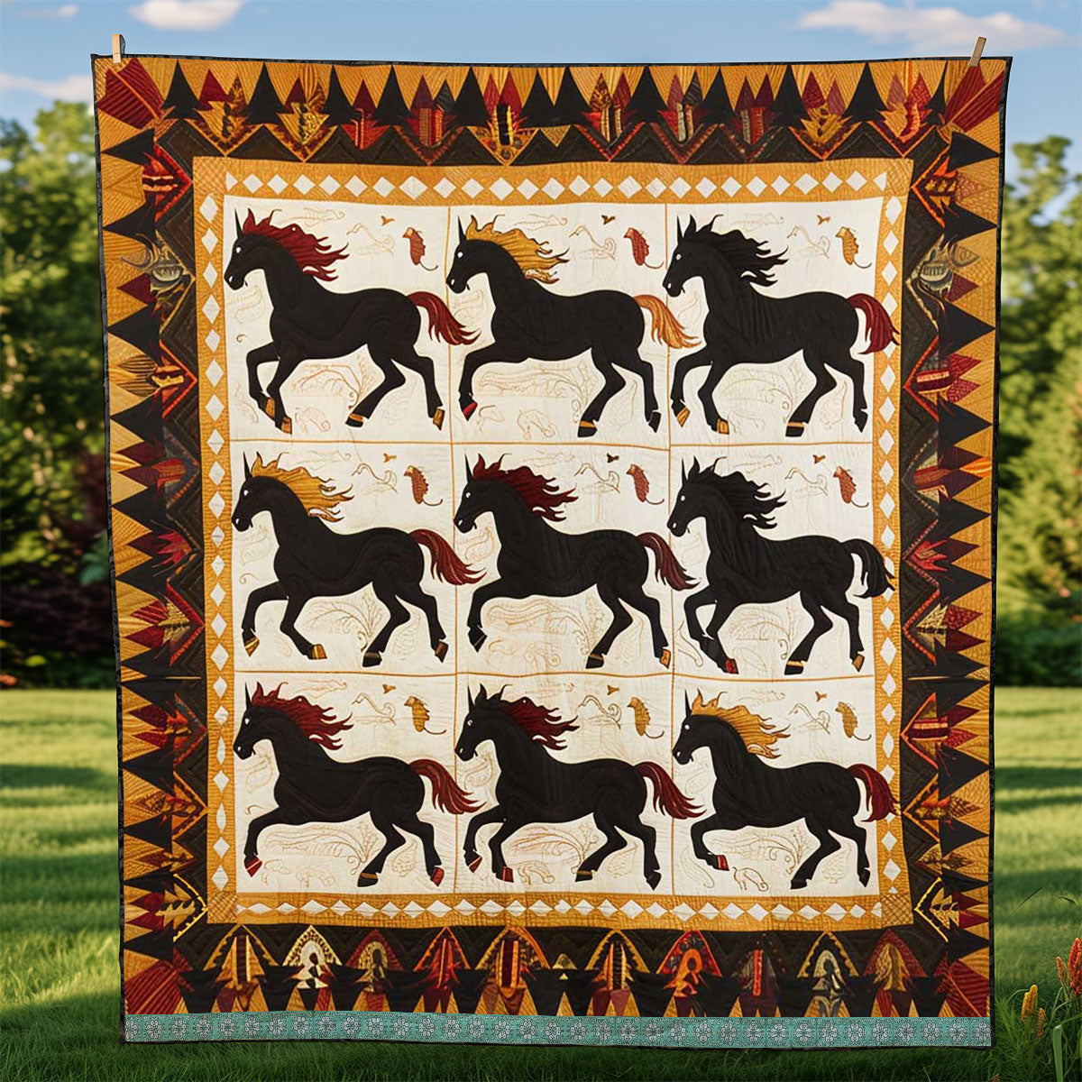 Horse Native American WJ1409014CL Quilt