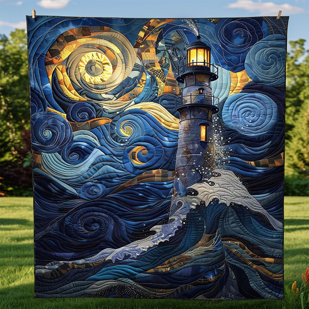 Lighthouse In The Starry Night WJ2008023CL Quilt