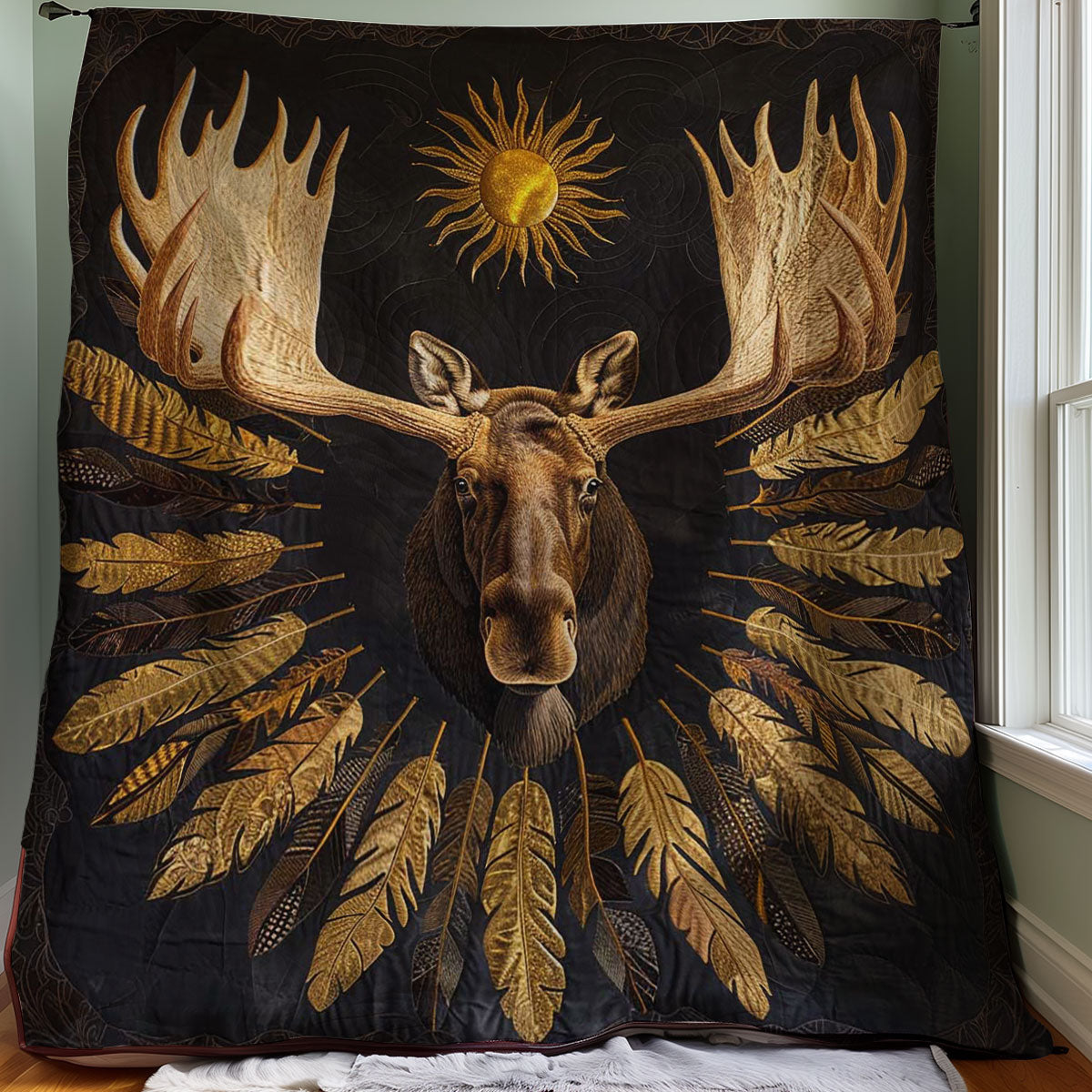 Moose Native American WJ0807023CL Quilt