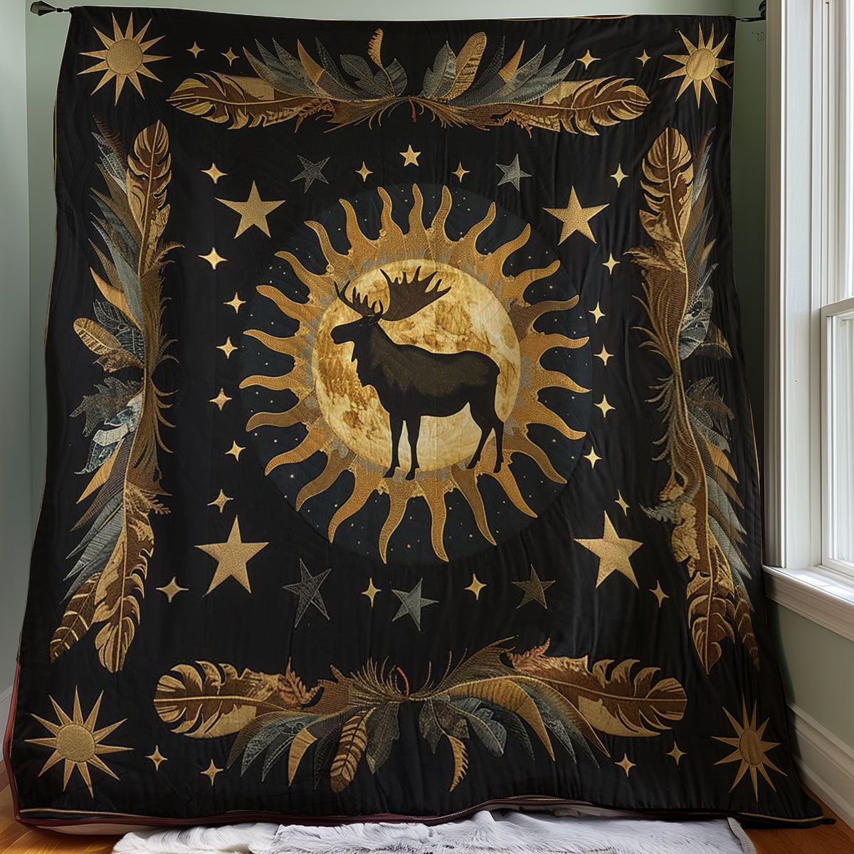 Moose Native American WJ1707015CL Quilt