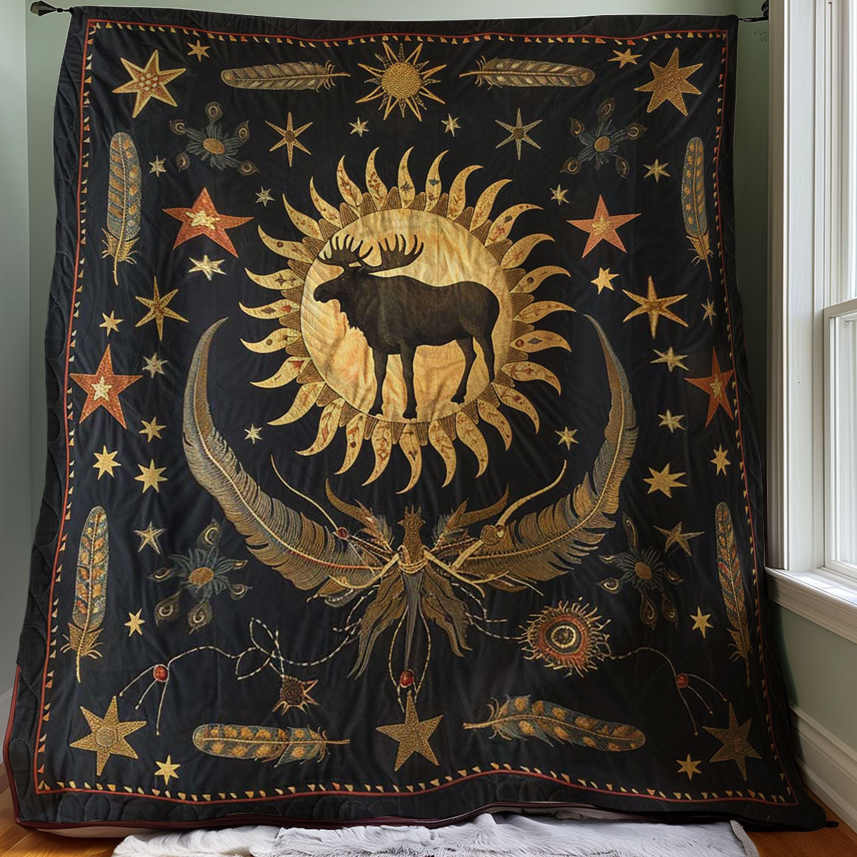 Moose Native American WJ1707016CL Quilt