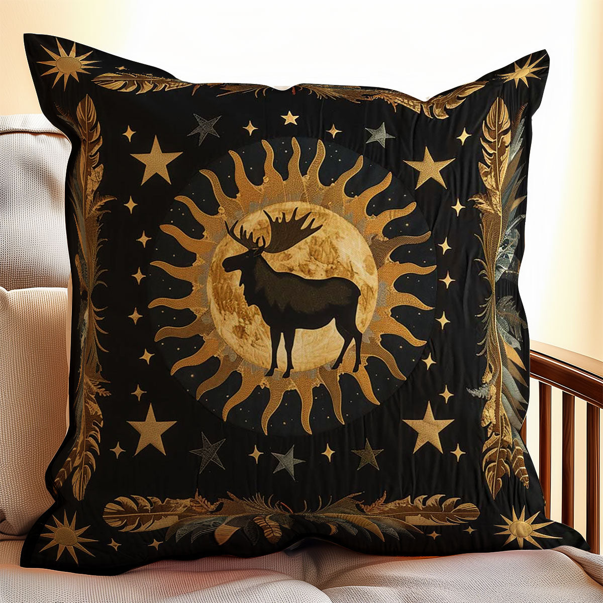 Moose Native American WJ1707026CL Quilt Pillow Case