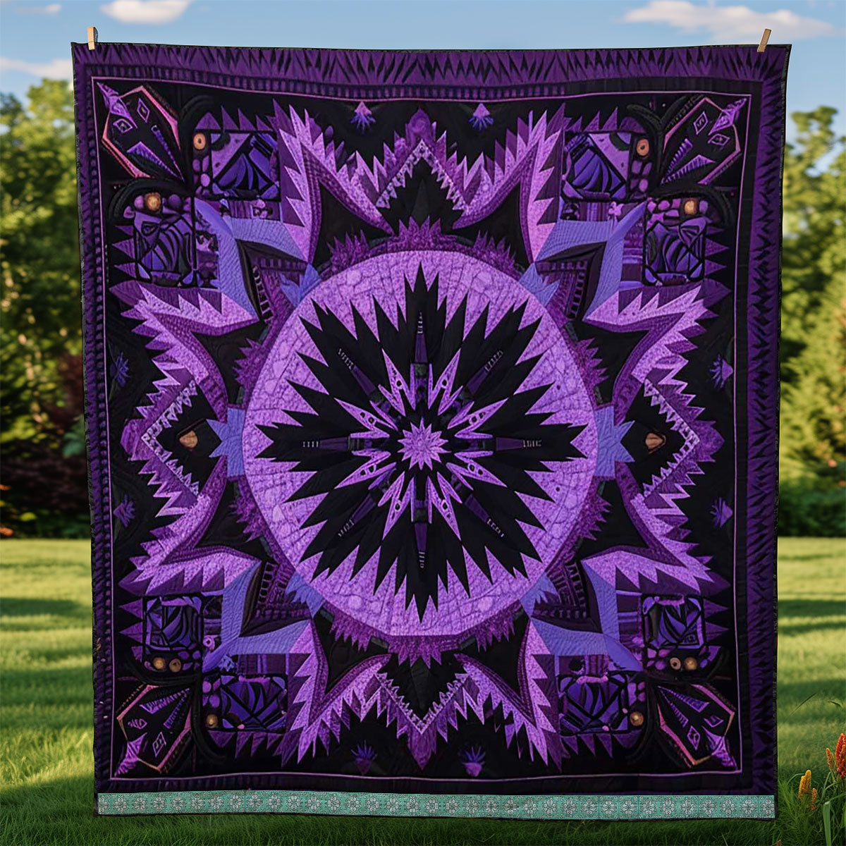 Native American Purple Star WJ1409018CL Quilt