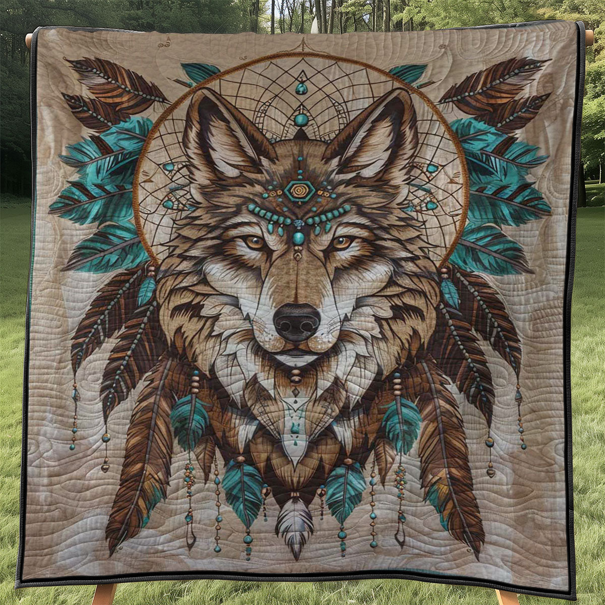 Native American Wolf WJ0908018CL Quilt