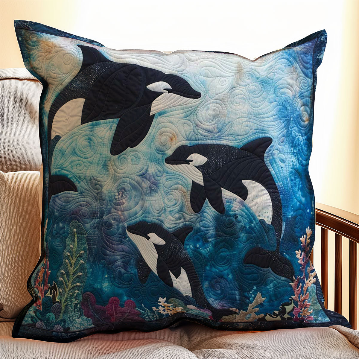 Orca Family WJ0608047CL Quilt Pillow Case