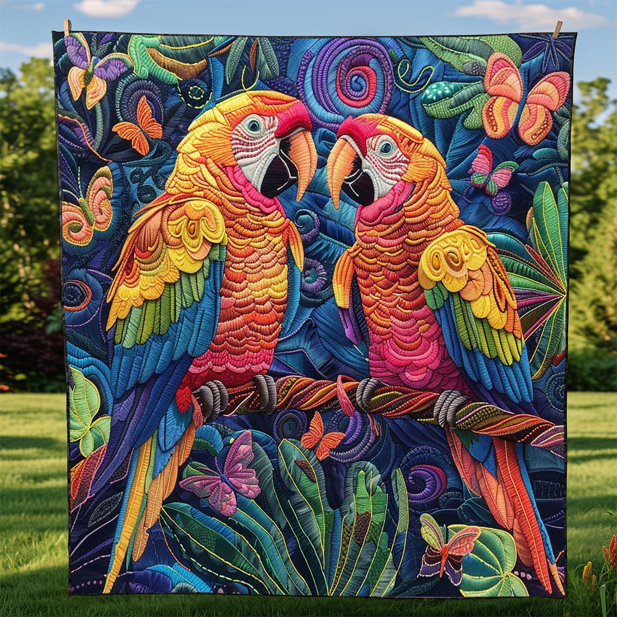 Parrot Couple WJ0609021CL Quilt