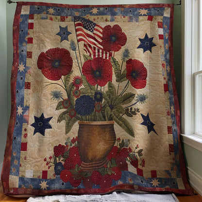 Patriotic American Flower WJ1607013CL Quilt