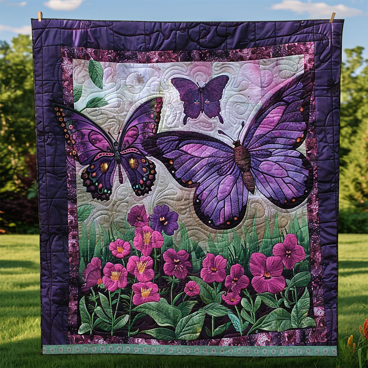 Purple Butterflies WJ1409020CL Quilt