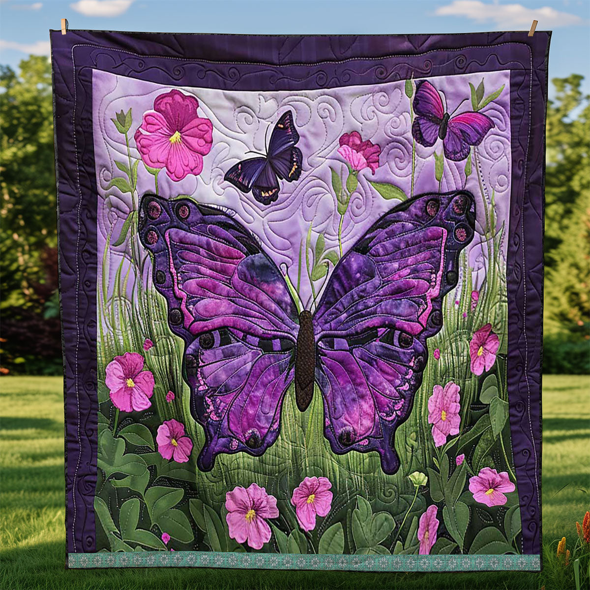 Purple Butterflies WJ1709018CL Quilt