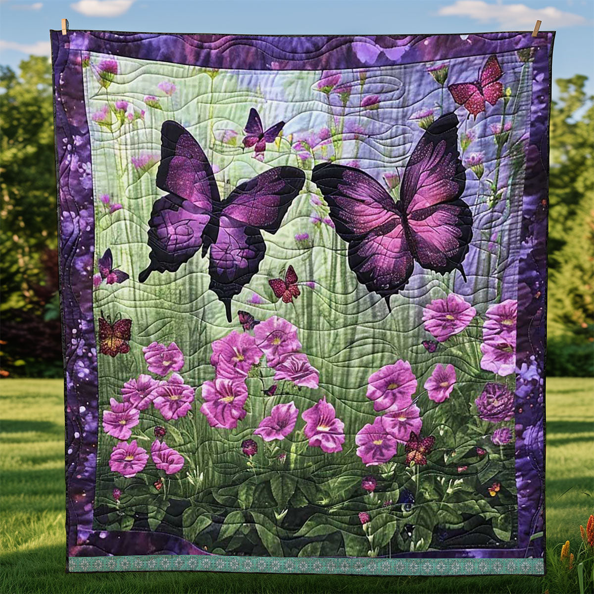 Purple Butterflies WJ1709019CL Quilt